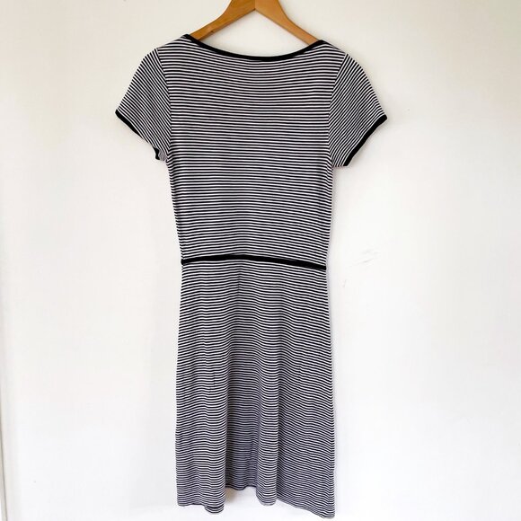 Reiss Black & White Striped T-Shirt A-Line Dress, Size XS - Picture 2 of 4
